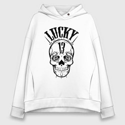 Толстовка оверсайз женская Lucky skull, цвет: белый