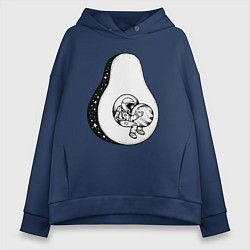 Толстовка оверсайз женская Космонавт и авокадо, цвет: тёмно-синий