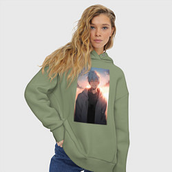 Толстовка оверсайз женская Тэцуя Куроко, цвет: авокадо — фото 2