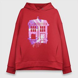 Толстовка оверсайз женская Pink tardis, цвет: красный