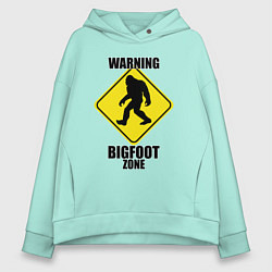 Толстовка оверсайз женская Предупреждающий знак Bigfoot zone, цвет: мятный