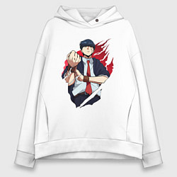 Толстовка оверсайз женская Мэш Бёрндэд маг, цвет: белый