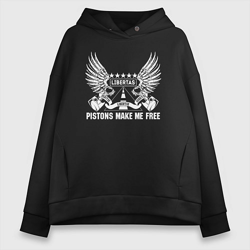 Женское худи оверсайз Pistons make me free / Черный – фото 1