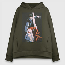 Толстовка оверсайз женская Ведьма и чудовище Ашаф танец, цвет: хаки