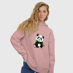 Толстовка оверсайз женская Красивый медведь панда, цвет: пыльно-розовый — фото 2