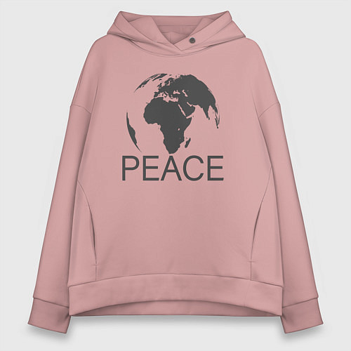 Женское худи оверсайз Peace the world / Пыльно-розовый – фото 1