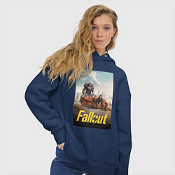 Толстовка оверсайз женская Фоллаут на диване, цвет: тёмно-синий — фото 2