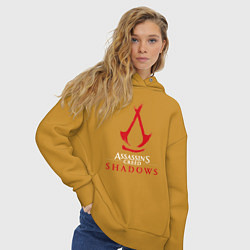 Толстовка оверсайз женская Assassins creed shadows logo, цвет: горчичный — фото 2