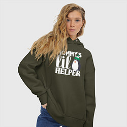 Толстовка оверсайз женская Маленький мамин помощник, цвет: хаки — фото 2