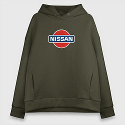 Толстовка оверсайз женская Nissan avto brend, цвет: хаки