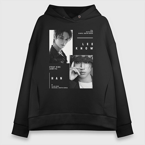 Женское худи оверсайз Stray kids Minsung Lee know Han / Черный – фото 1