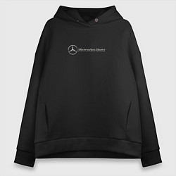 Толстовка оверсайз женская Mercedes benz logo grey, цвет: черный