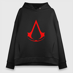 Толстовка оверсайз женская Red logo of assassins, цвет: черный
