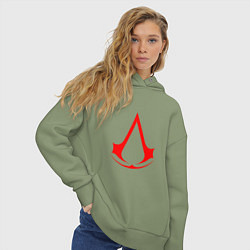 Толстовка оверсайз женская Red logo of assassins, цвет: авокадо — фото 2