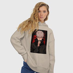 Толстовка оверсайз женская Магическая битва Тогэ Инумаки, цвет: миндальный — фото 2