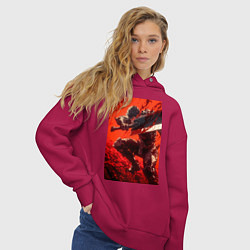 Толстовка оверсайз женская Берсерк Гатс Чёрный мечник проклятый, цвет: маджента — фото 2