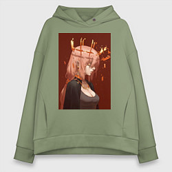 Толстовка оверсайз женская Человек-бензопила Макима Общественная безопасность, цвет: авокадо