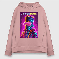Толстовка оверсайз женская Cyber Bart - neon glow ai art fantasy, цвет: пыльно-розовый