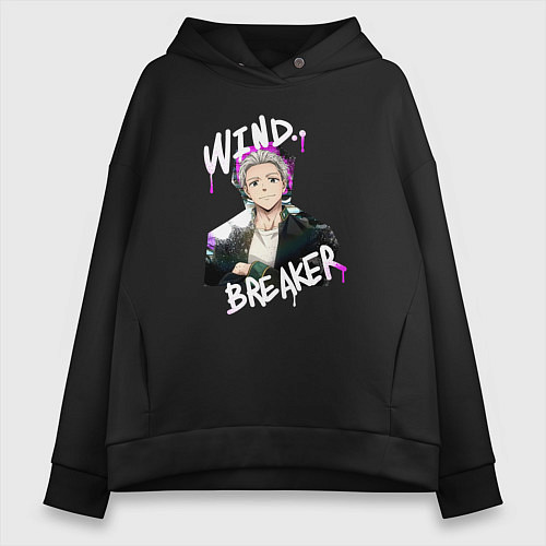 Женское худи оверсайз Wind Breaker - Hajime Umemiya / Черный – фото 1