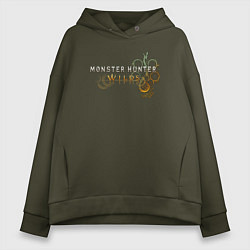 Толстовка оверсайз женская Monster hunter wilds logo, цвет: хаки