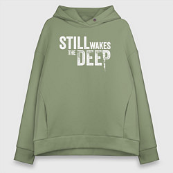 Толстовка оверсайз женская Still wakes the deep logo, цвет: авокадо