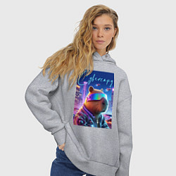 Толстовка оверсайз женская Cyber capybara - neon metropolis, цвет: меланж — фото 2
