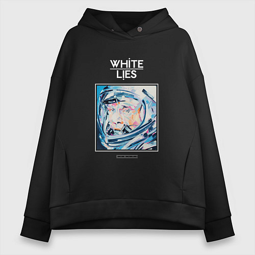 Женское худи оверсайз White Lies - Big TV new merch / Черный – фото 1