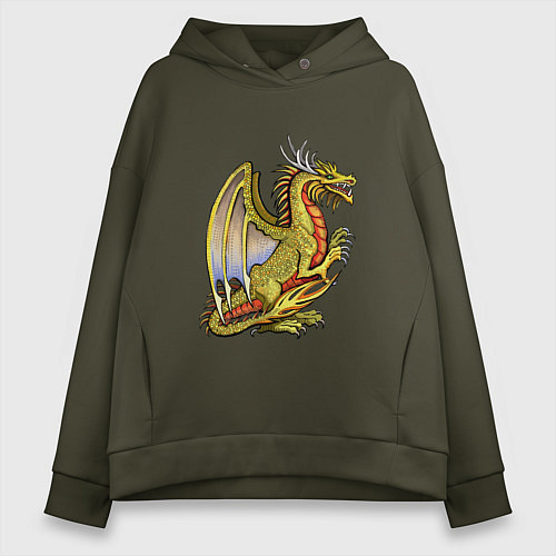 Женское худи оверсайз HOMM3 gold dragon / Хаки – фото 1