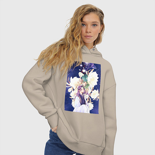 Женское худи оверсайз Монолог фармацевта Жэньши Расчётливый интриган / Миндальный – фото 3