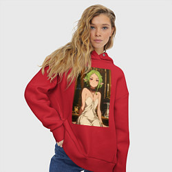 Толстовка оверсайз женская Реинкарнация безработного Сильфиетта вечернее плат, цвет: красный — фото 2