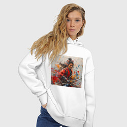 Толстовка оверсайз женская Краски самурая, цвет: белый — фото 2