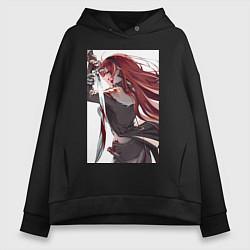 Толстовка оверсайз женская Реинкарнация безработного Бореас Грейрат, цвет: черный