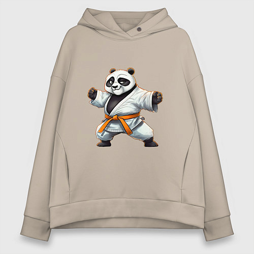 Женское худи оверсайз Кунгфу панда По каратист / Миндальный – фото 1