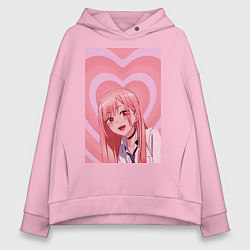 Толстовка оверсайз женская Марин Китагава: Сердца, цвет: светло-розовый