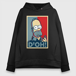 Толстовка оверсайз женская Homer with donut, цвет: черный