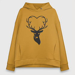 Толстовка оверсайз женская Love deer, цвет: горчичный