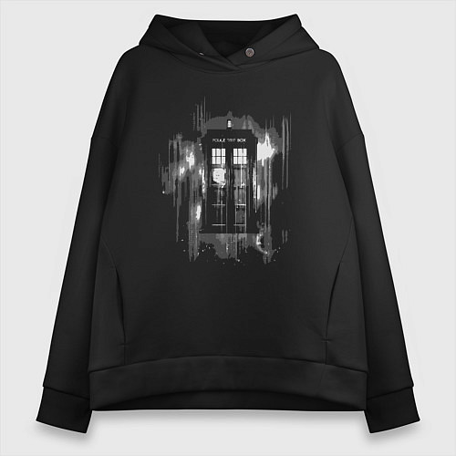 Женское худи оверсайз Tardis grey / Черный – фото 1