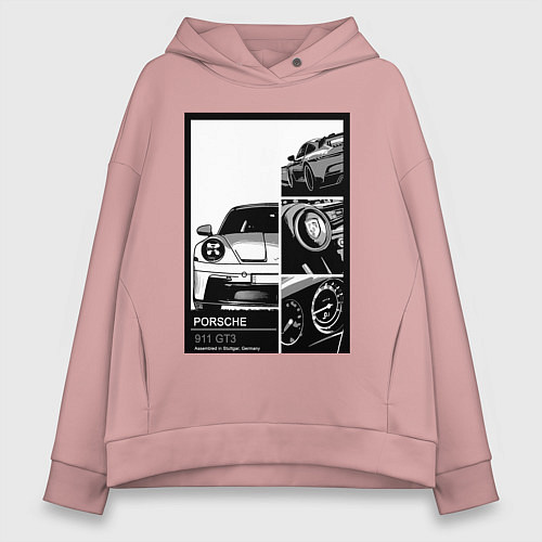 Женское худи оверсайз Porsche 911 автомобиль / Пыльно-розовый – фото 1