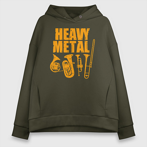 Женское худи оверсайз Heavy metal - медные духовые / Хаки – фото 1