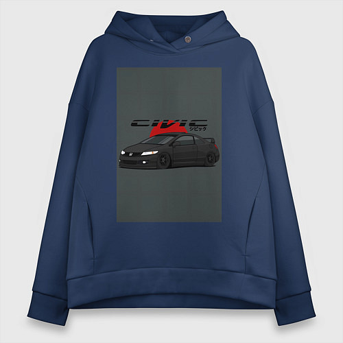 Женское худи оверсайз Honda Civic / Тёмно-синий – фото 1