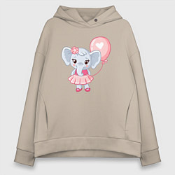 Толстовка оверсайз женская Elephant baby, цвет: миндальный