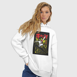 Толстовка оверсайз женская Человек-бензопила Денджи воплощение демона, цвет: белый — фото 2