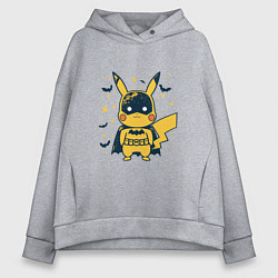 Толстовка оверсайз женская Пикачу бэтмен, цвет: меланж