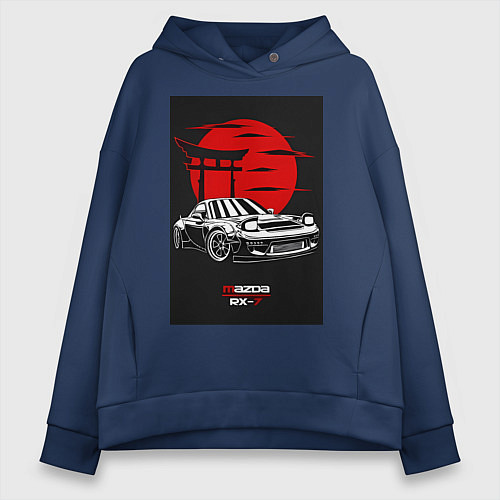 Женское худи оверсайз Mazda rx-7 jdm style / Тёмно-синий – фото 1