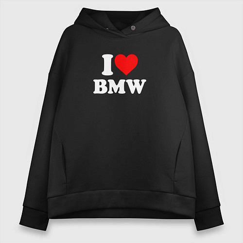 Женское худи оверсайз I love my BMW / Черный – фото 1