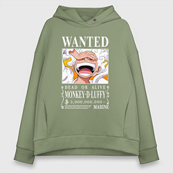 Толстовка оверсайз женская Monkey D Luffy - wanted, цвет: авокадо