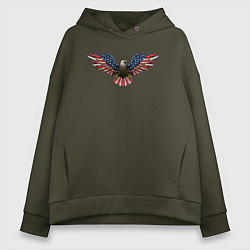 Толстовка оверсайз женская USA eagle, цвет: хаки