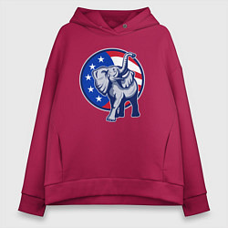 Толстовка оверсайз женская USA elephant, цвет: маджента