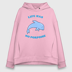 Толстовка оверсайз женская Life has no porpoise, цвет: светло-розовый