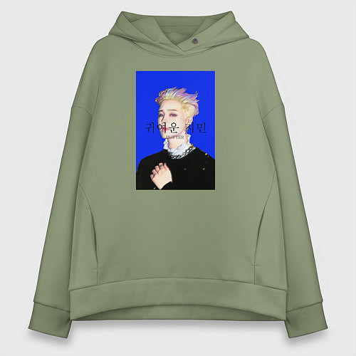 Женское худи оверсайз BTS Чимин масло синий / Авокадо – фото 1